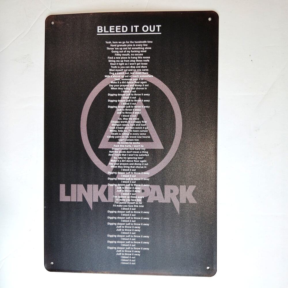Linkin Park Bleed It Out Tin Sign 12×8 Music Lyrics Metal Wall Art Decor
